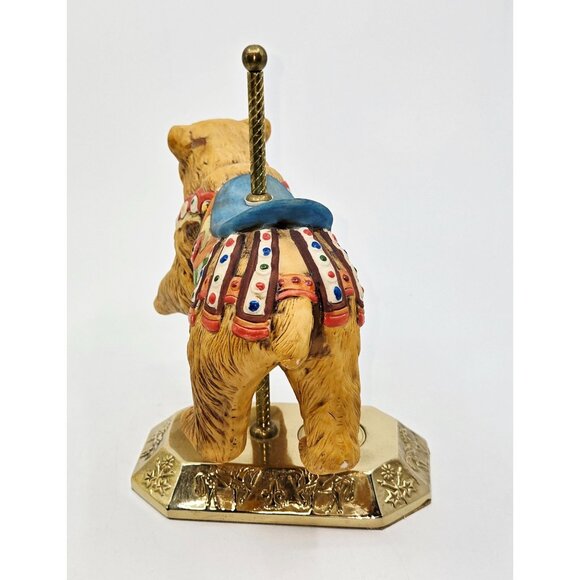 Vintage Hand-Painted Bear Carousel Figurine By Vanmark sturdy Brass Base, Velve - Picture 4 of 8